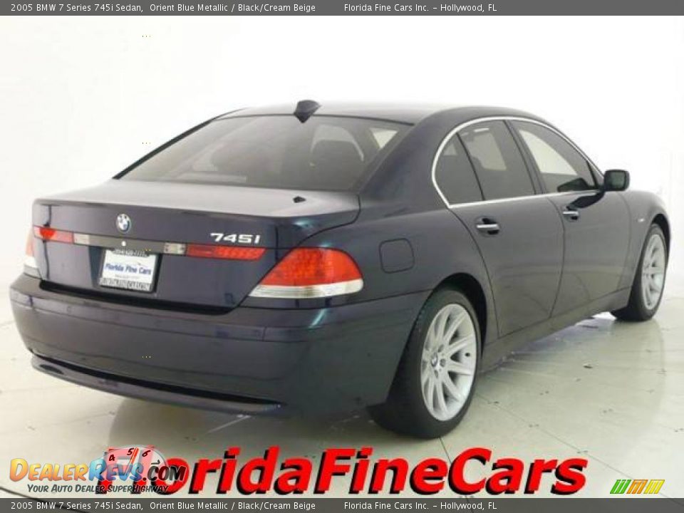 2005 BMW 7 Series 745i Sedan Orient Blue Metallic / Black/Cream Beige Photo #2
