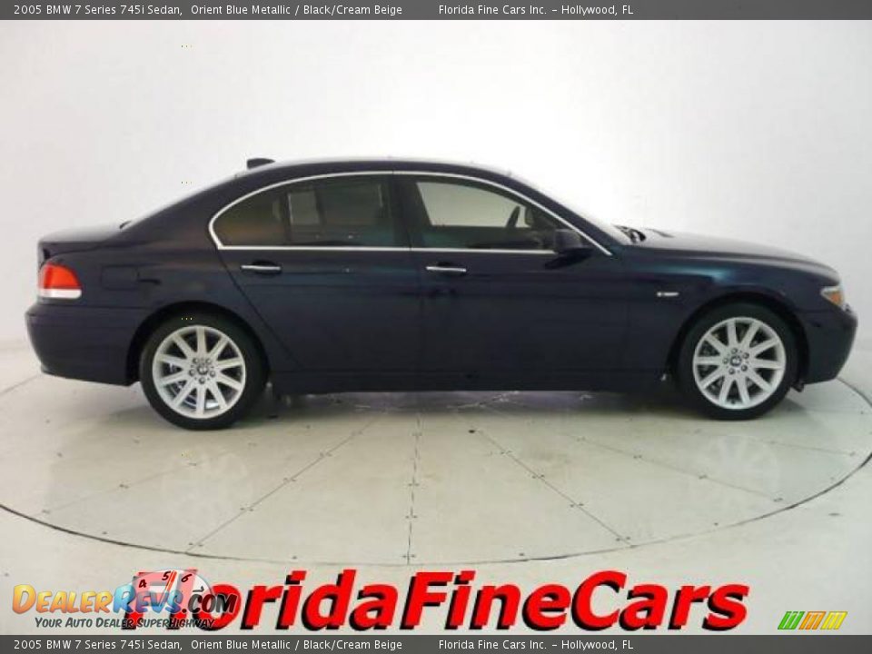 2005 BMW 7 Series 745i Sedan Orient Blue Metallic / Black/Cream Beige Photo #4