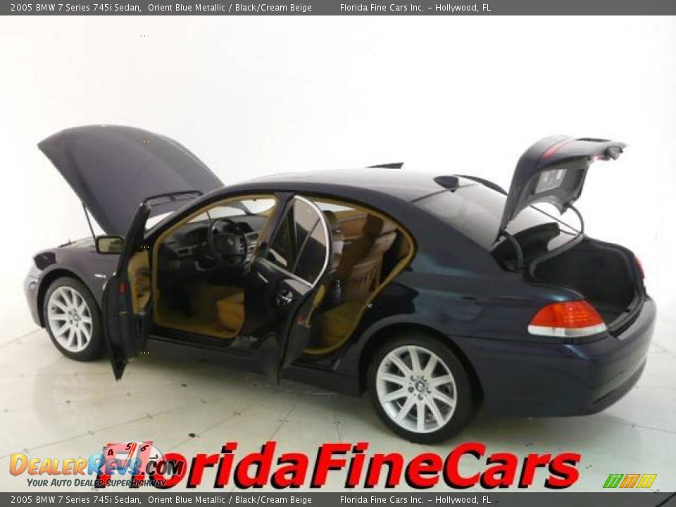 2005 BMW 7 Series 745i Sedan Orient Blue Metallic / Black/Cream Beige Photo #8