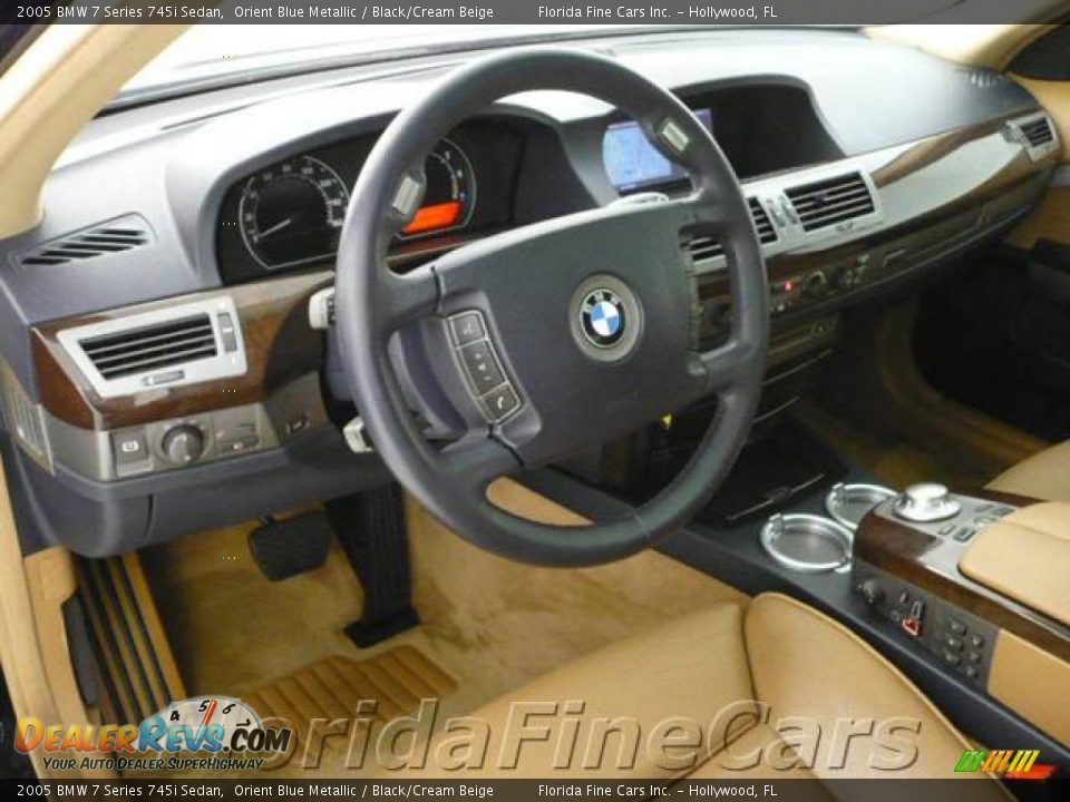 2005 BMW 7 Series 745i Sedan Orient Blue Metallic / Black/Cream Beige Photo #12