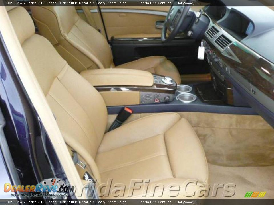 2005 BMW 7 Series 745i Sedan Orient Blue Metallic / Black/Cream Beige Photo #13