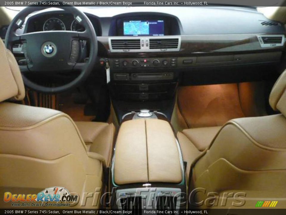 2005 BMW 7 Series 745i Sedan Orient Blue Metallic / Black/Cream Beige Photo #15