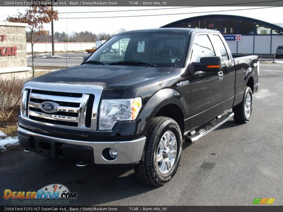 2009 Ford F150 XLT SuperCab 4x4 Black / Stone/Medium Stone Photo #2