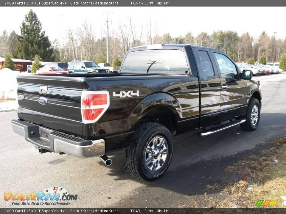 2009 Ford F150 XLT SuperCab 4x4 Black / Stone/Medium Stone Photo #4