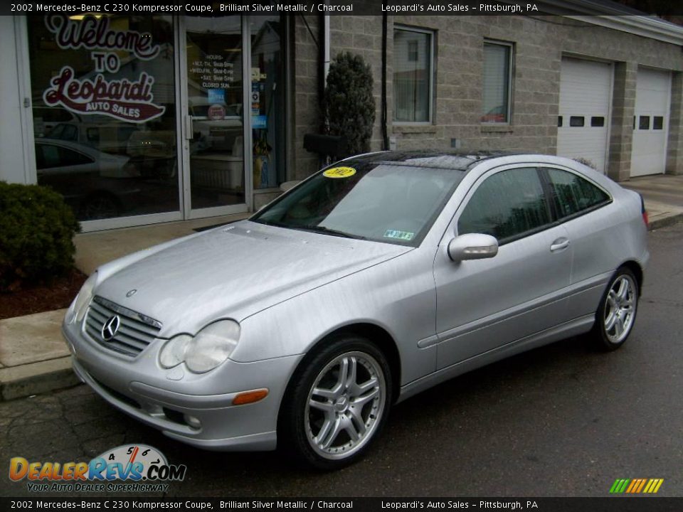 2002 Mercedes-Benz C 230 Kompressor Coupe Brilliant Silver Metallic / Charcoal Photo #1