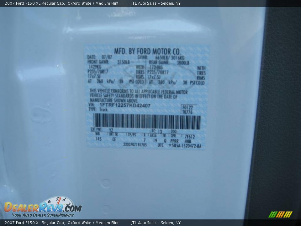 2007 Ford F150 XL Regular Cab Oxford White / Medium Flint Photo #15