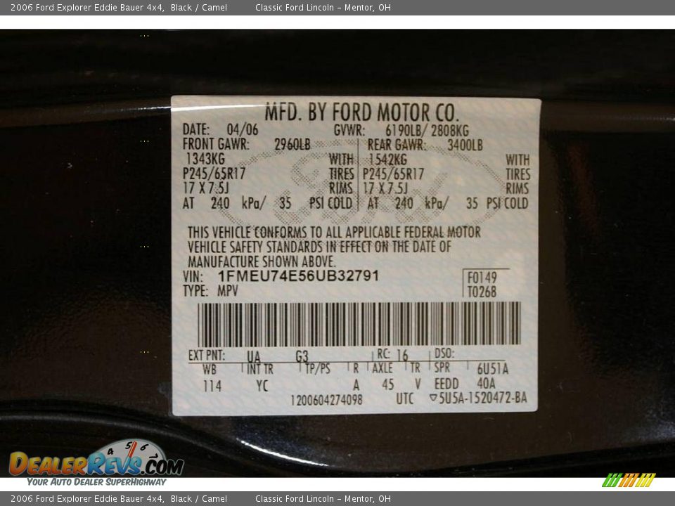 2006 Ford Explorer Eddie Bauer 4x4 Black / Camel Photo #24