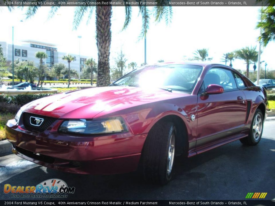 2004 Ford Mustang V6 Coupe 40th Anniversary Crimson Red Metallic / Medium Parchment Photo #2