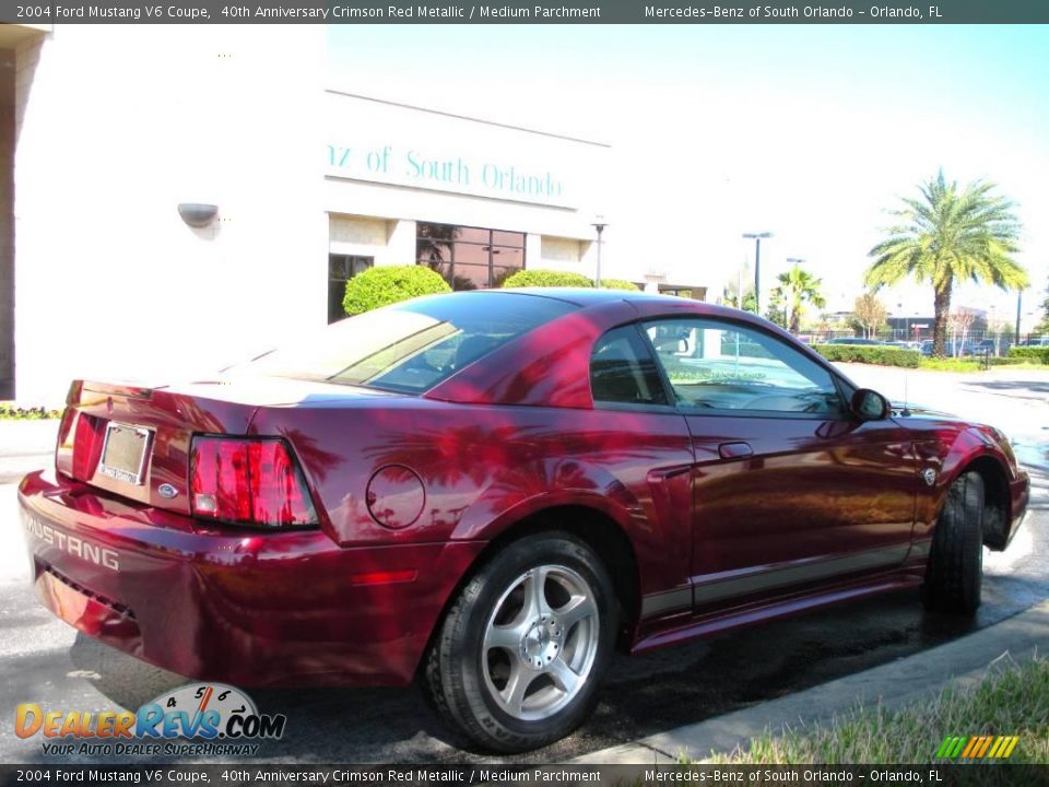 2004 Ford Mustang V6 Coupe 40th Anniversary Crimson Red Metallic / Medium Parchment Photo #6