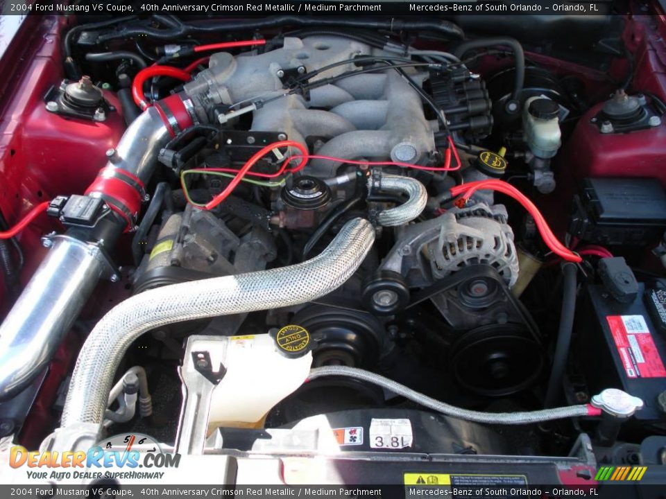 2004 Ford Mustang V6 Coupe 40th Anniversary Crimson Red Metallic / Medium Parchment Photo #24