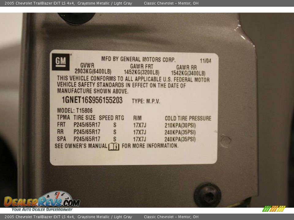 2005 Chevrolet TrailBlazer EXT LS 4x4 Graystone Metallic / Light Gray Photo #21