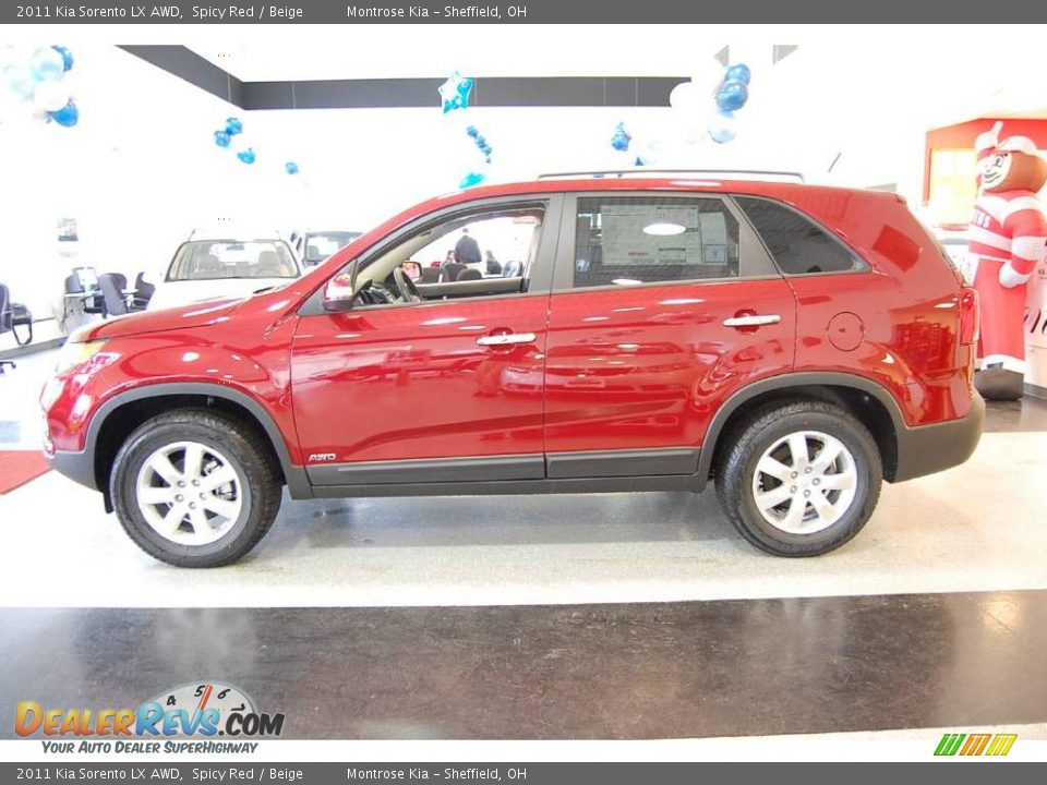 2011 Kia Sorento LX AWD Spicy Red / Beige Photo #3