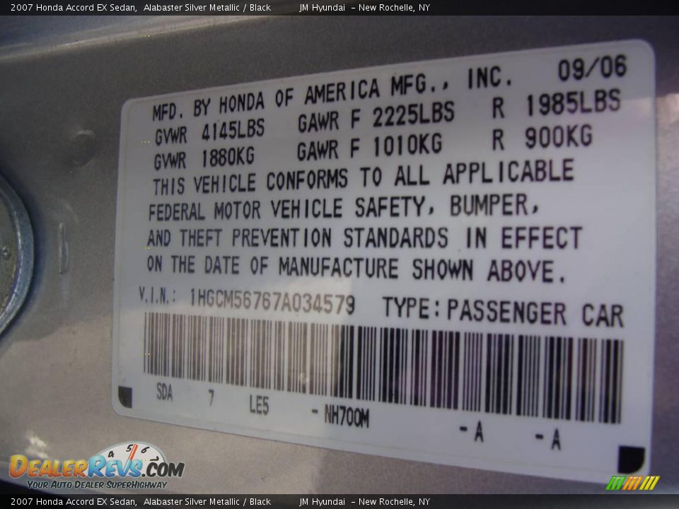 2007 Honda Accord EX Sedan Alabaster Silver Metallic / Black Photo #28