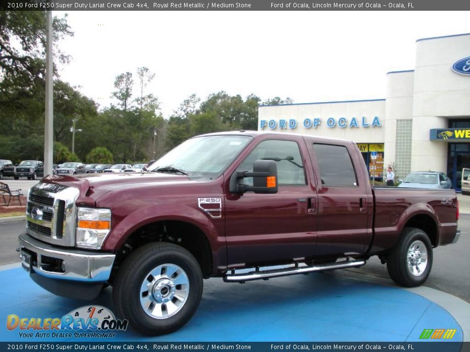 2010 Ford F250 Super Duty Lariat Crew Cab 4x4 Royal Red Metallic / Medium Stone Photo #1