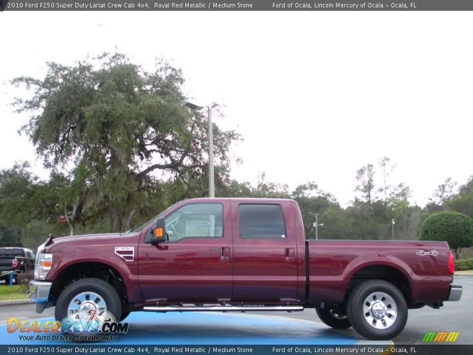 2010 Ford F250 Super Duty Lariat Crew Cab 4x4 Royal Red Metallic / Medium Stone Photo #2