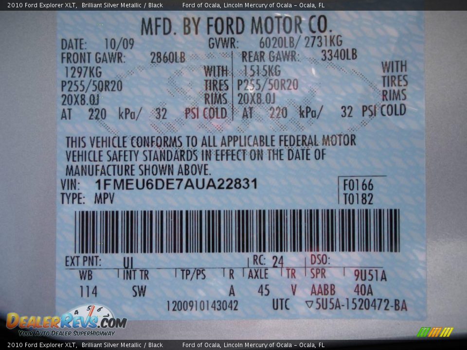 2010 Ford Explorer XLT Brilliant Silver Metallic / Black Photo #10