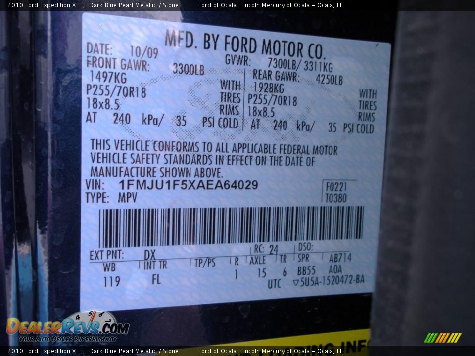 2010 Ford Expedition XLT Dark Blue Pearl Metallic / Stone Photo #10