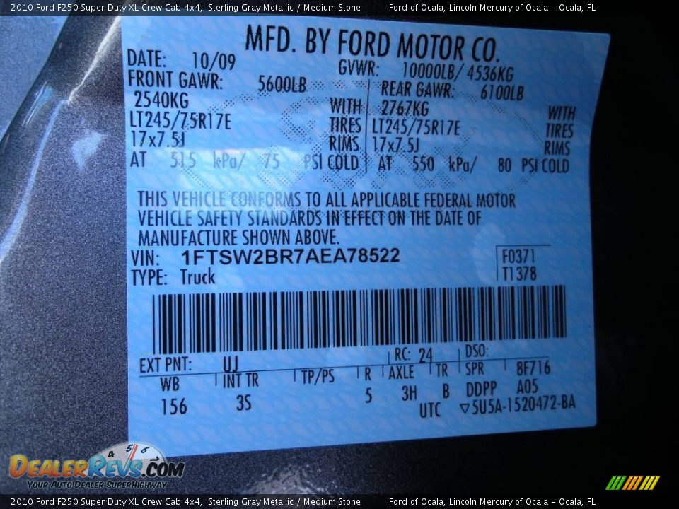 2010 Ford F250 Super Duty XL Crew Cab 4x4 Sterling Gray Metallic / Medium Stone Photo #8