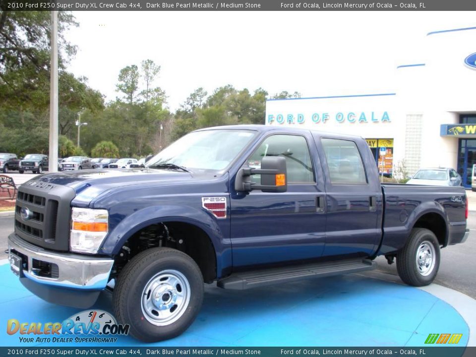 2010 Ford F250 Super Duty XL Crew Cab 4x4 Dark Blue Pearl Metallic / Medium Stone Photo #1