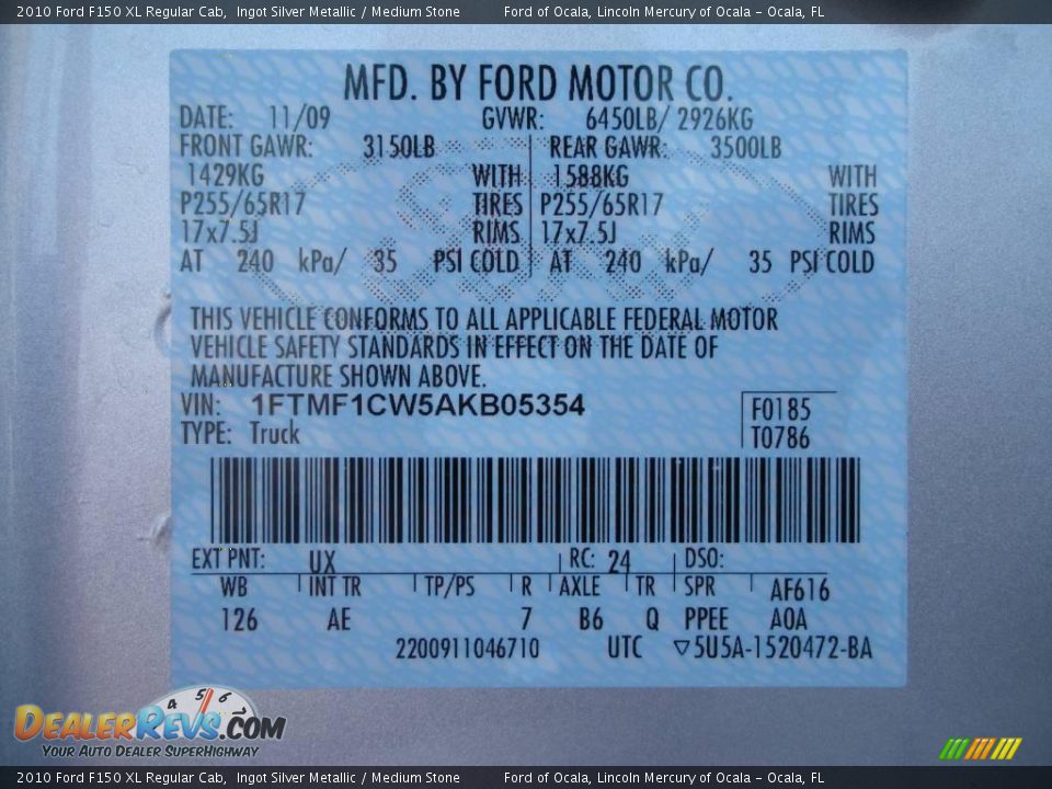 2010 Ford F150 XL Regular Cab Ingot Silver Metallic / Medium Stone Photo #8