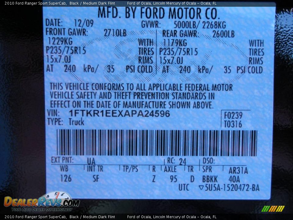 2010 Ford Ranger Sport SuperCab Black / Medium Dark Flint Photo #9