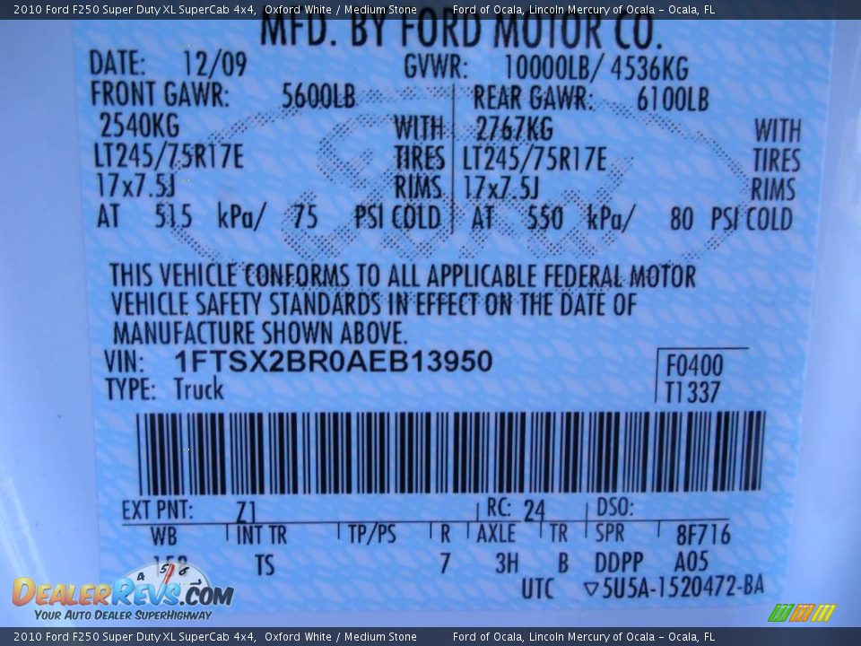 2010 Ford F250 Super Duty XL SuperCab 4x4 Oxford White / Medium Stone Photo #11