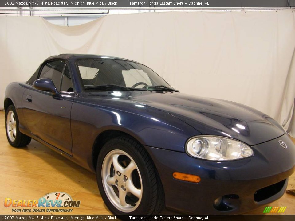 2002 Mazda MX-5 Miata Roadster Midnight Blue Mica / Black Photo #7