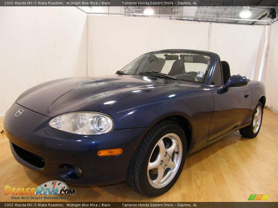 2002 Mazda MX-5 Miata Roadster Midnight Blue Mica / Black Photo #11