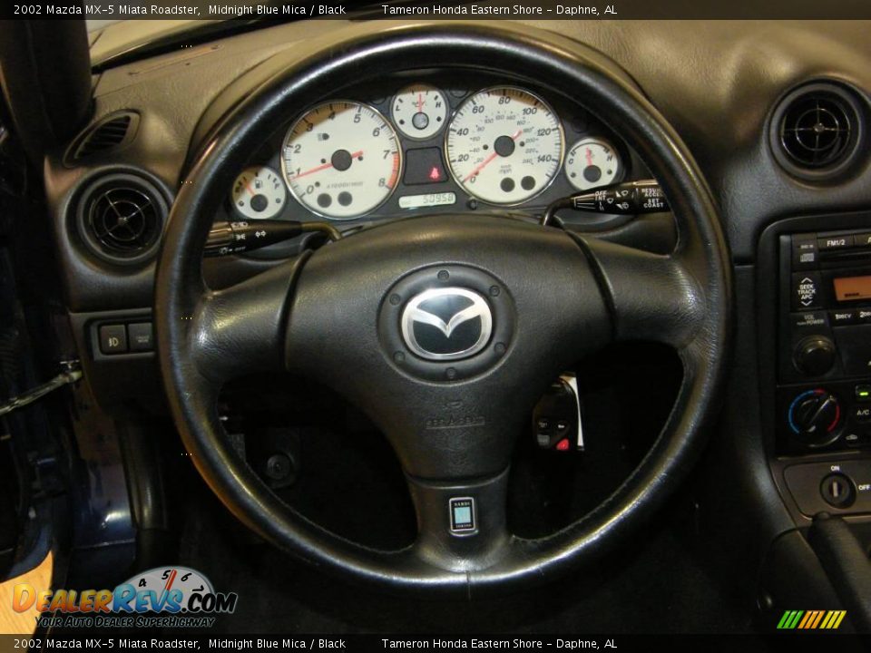 2002 Mazda MX-5 Miata Roadster Midnight Blue Mica / Black Photo #26