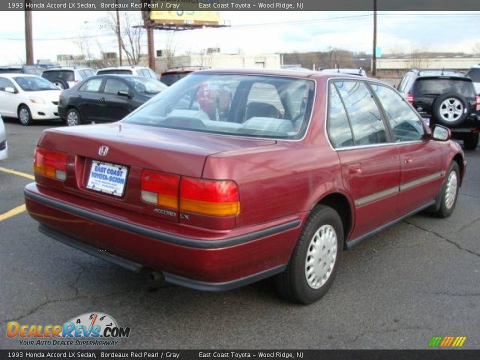 1993 Honda Accord LX Sedan Bordeaux Red Pearl / Gray Photo #3