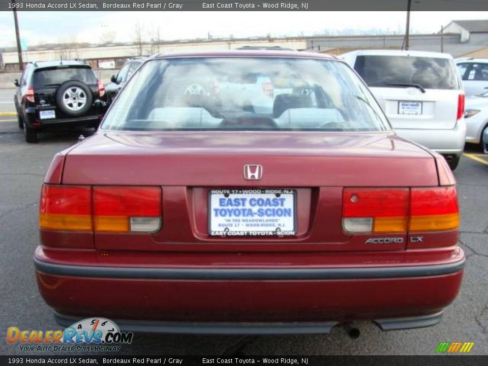 1993 Honda Accord LX Sedan Bordeaux Red Pearl / Gray Photo #4