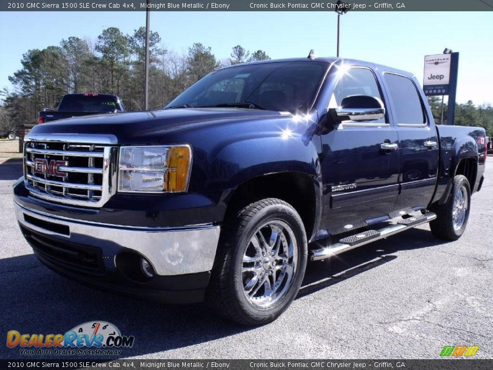 2010 GMC Sierra 1500 SLE Crew Cab 4x4 Midnight Blue Metallic / Ebony Photo #4