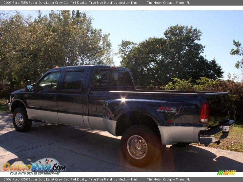 2003 Ford F350 Super Duty Lariat Crew Cab 4x4 Dually True Blue Metallic / Medium Flint Photo #5