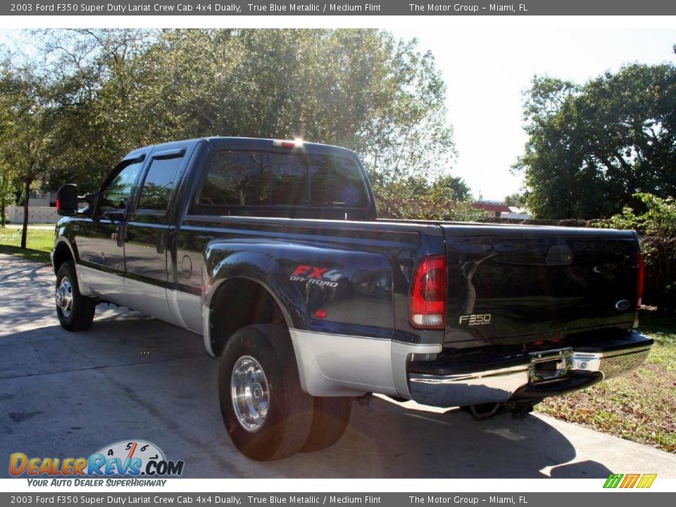 2003 Ford F350 Super Duty Lariat Crew Cab 4x4 Dually True Blue Metallic / Medium Flint Photo #6