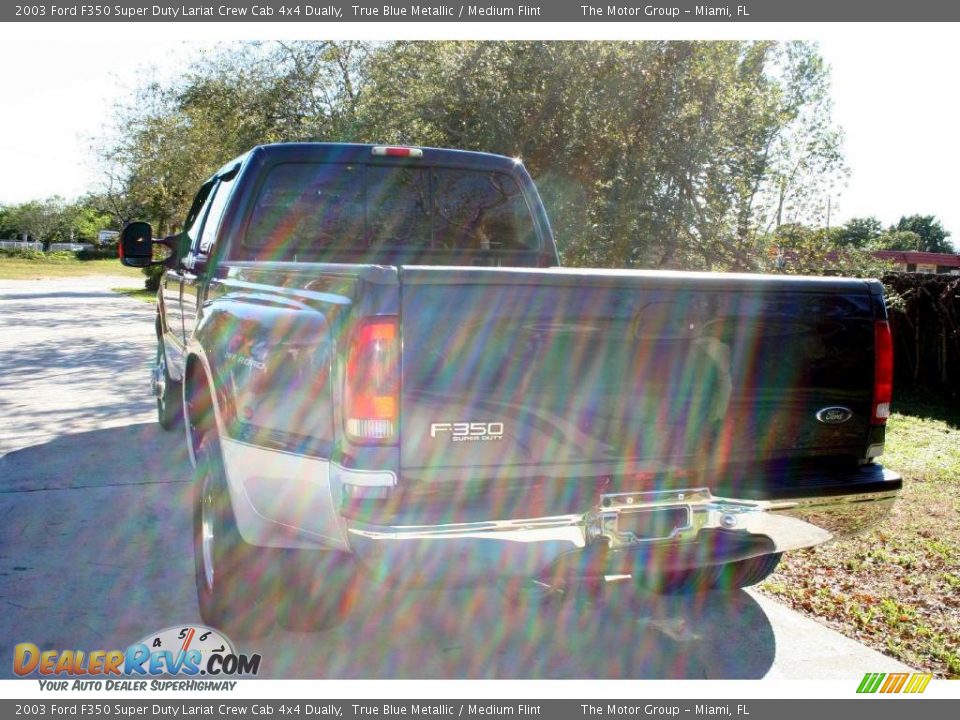 2003 Ford F350 Super Duty Lariat Crew Cab 4x4 Dually True Blue Metallic / Medium Flint Photo #7