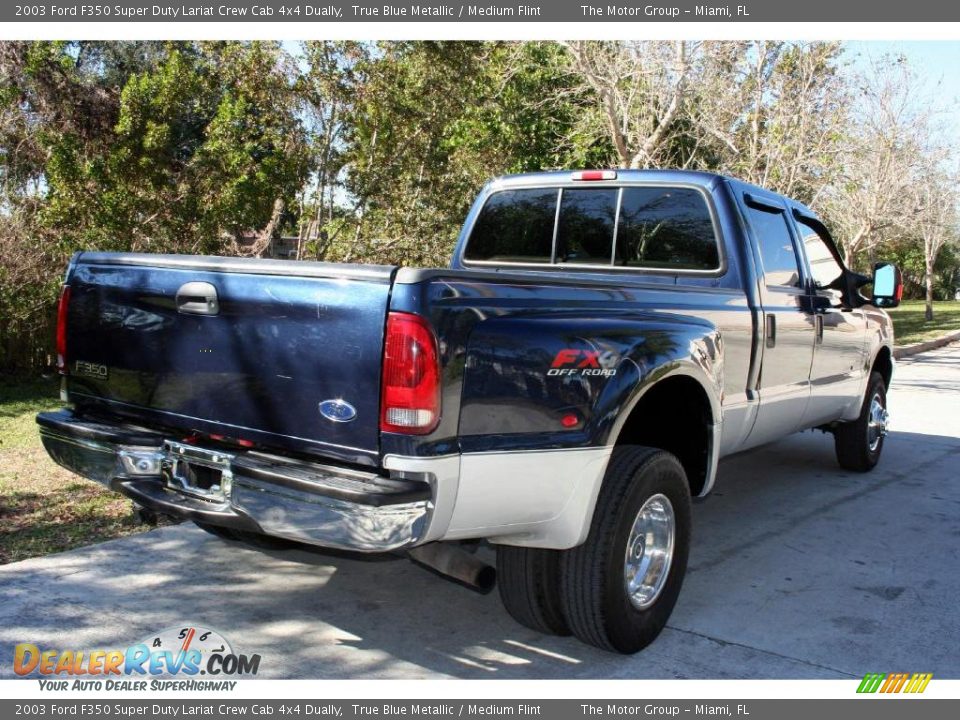 2003 Ford F350 Super Duty Lariat Crew Cab 4x4 Dually True Blue Metallic / Medium Flint Photo #9