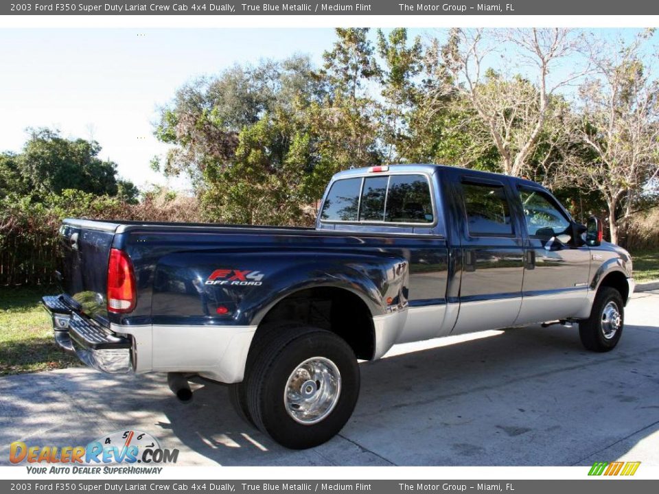 2003 Ford F350 Super Duty Lariat Crew Cab 4x4 Dually True Blue Metallic / Medium Flint Photo #10