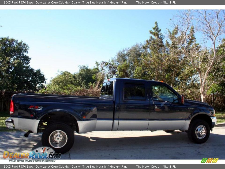 2003 Ford F350 Super Duty Lariat Crew Cab 4x4 Dually True Blue Metallic / Medium Flint Photo #11