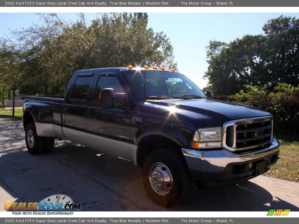 2003 Ford F350 Super Duty Lariat Crew Cab 4x4 Dually True Blue Metallic / Medium Flint Photo #14