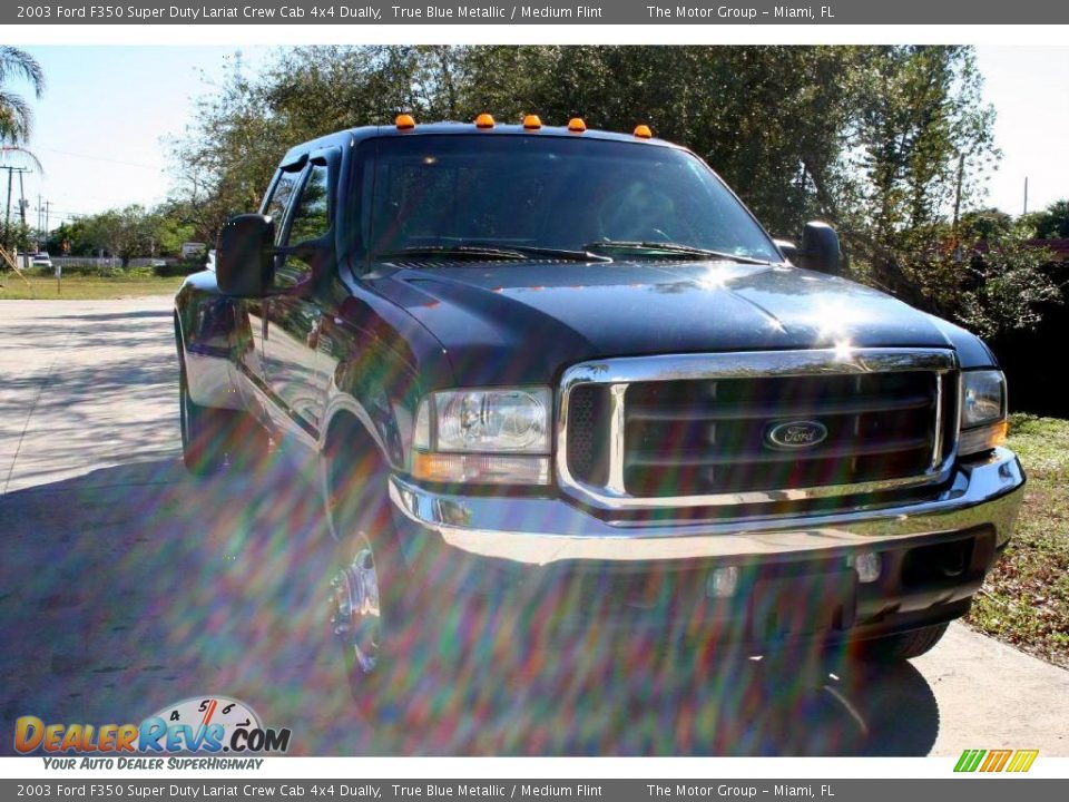 2003 Ford F350 Super Duty Lariat Crew Cab 4x4 Dually True Blue Metallic / Medium Flint Photo #15