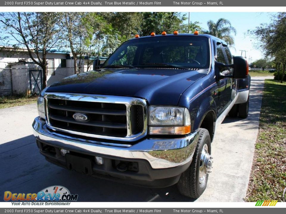 2003 Ford F350 Super Duty Lariat Crew Cab 4x4 Dually True Blue Metallic / Medium Flint Photo #18
