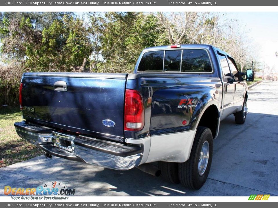 2003 Ford F350 Super Duty Lariat Crew Cab 4x4 Dually True Blue Metallic / Medium Flint Photo #20