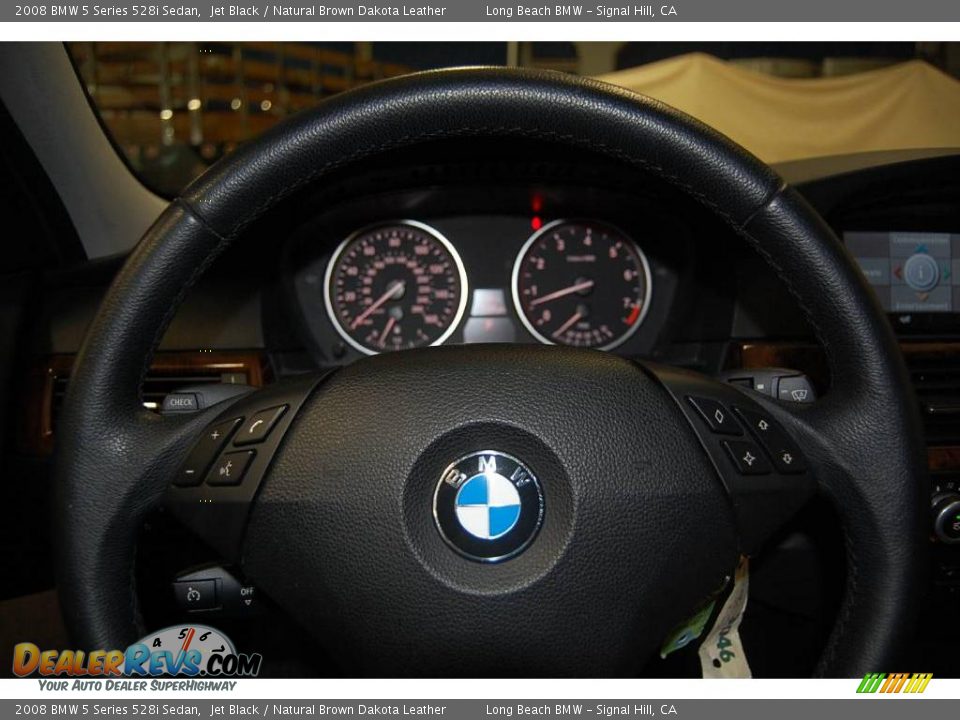 2008 BMW 5 Series 528i Sedan Jet Black / Natural Brown Dakota Leather Photo #34