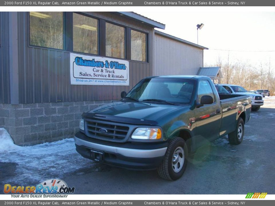 2000 Ford F150 XL Regular Cab Amazon Green Metallic / Medium Graphite Photo #1