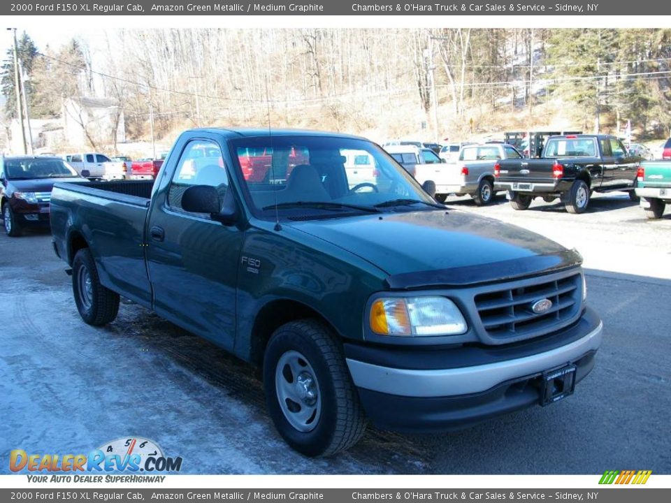 2000 Ford F150 XL Regular Cab Amazon Green Metallic / Medium Graphite Photo #12