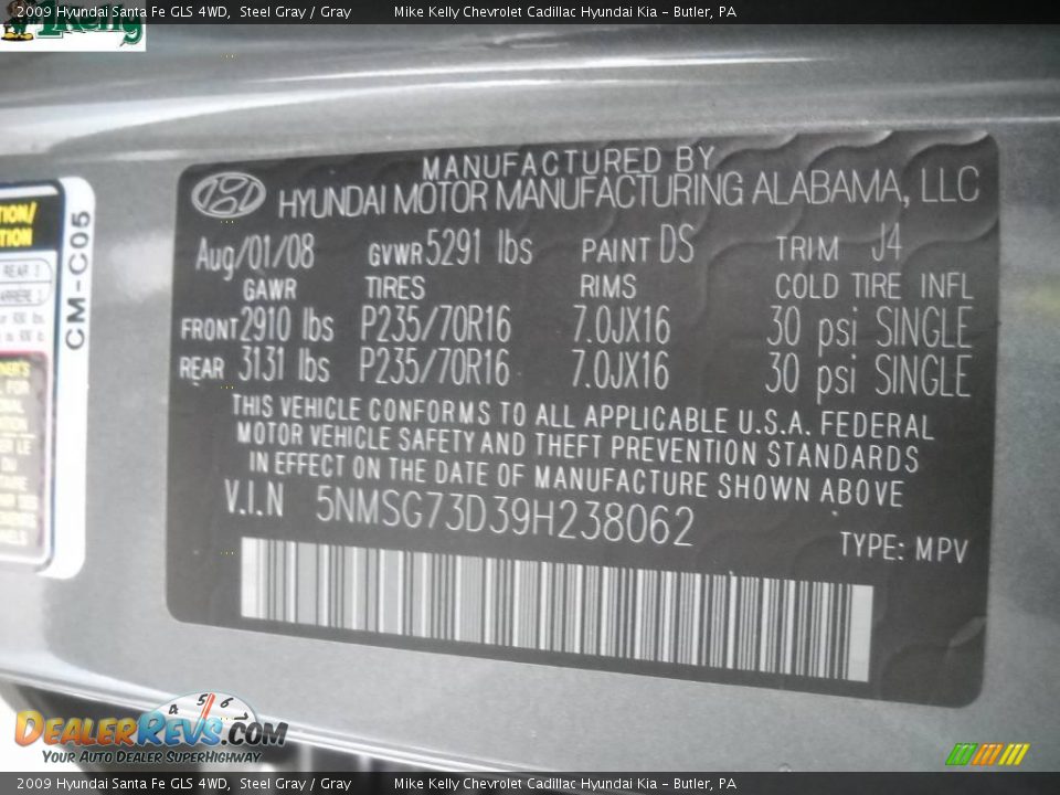 2009 Hyundai Santa Fe GLS 4WD Steel Gray / Gray Photo #10