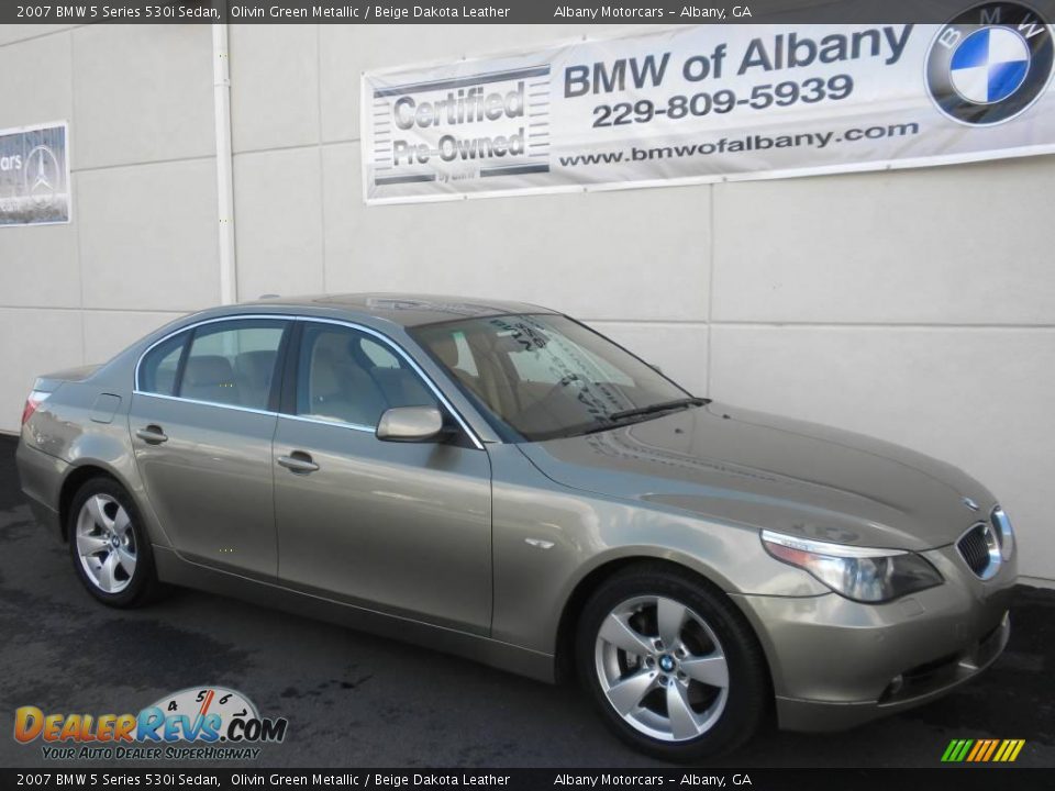 2007 BMW 5 Series 530i Sedan Olivin Green Metallic / Beige Dakota Leather Photo #24