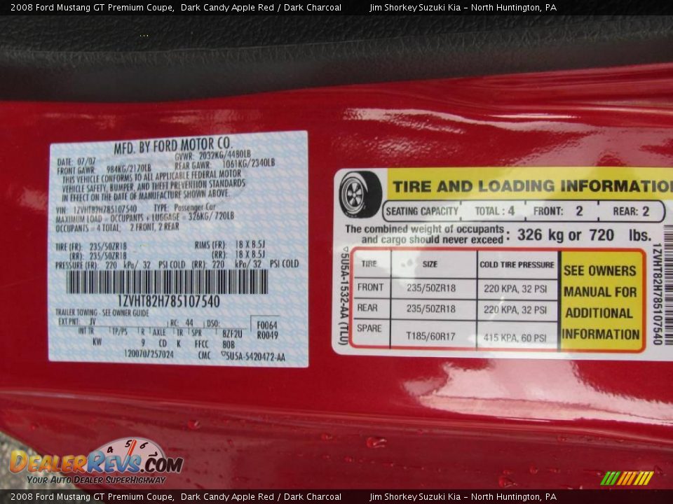 2008 Ford Mustang GT Premium Coupe Dark Candy Apple Red / Dark Charcoal Photo #14