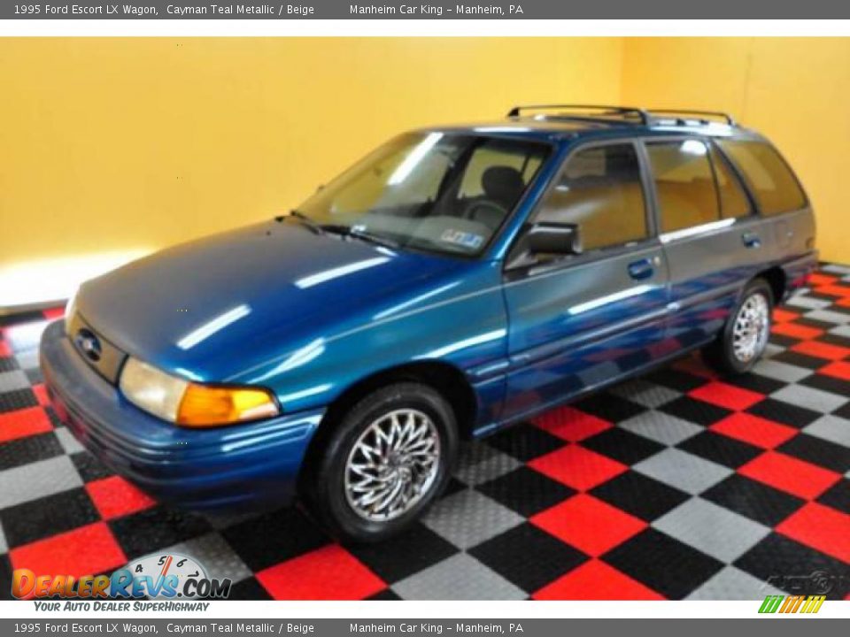 1995 Ford Escort LX Wagon Cayman Teal Metallic / Beige Photo #3