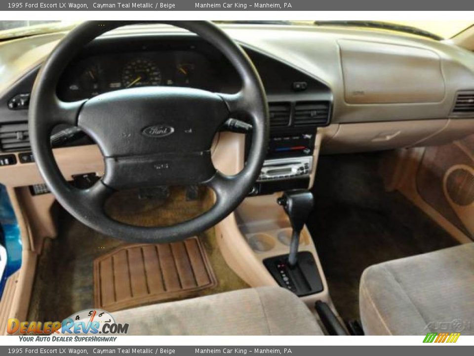 1995 Ford Escort LX Wagon Cayman Teal Metallic / Beige Photo #7